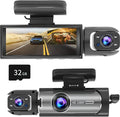 Dash Cam Front and Inside, 1296P Dual DashCams for Car, 3.16 Inch IPS Screen Driving Recorder with IR Night Vision, Loop Recording, Wide Angle Lens, 24H Parking Traffic Recorder with 32GB TF Card by YOVDA