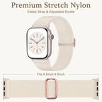 Charlam Stretchy Bands Compatible with Apple Watch Band 40mm 41mm 42mm 38mm 44mm 45mm 46mm 49mm Women Men, Soft Fashion Nylon Braided Elastic Strap for iWatch Series 10 SE 9 8 7 6 5 4 3 2 1 Ultra 2 - Image 4