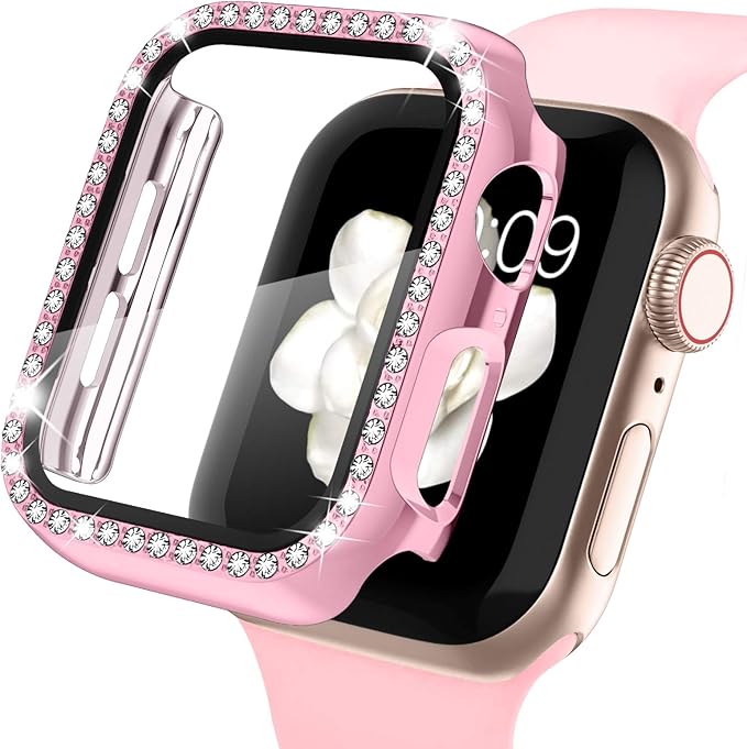 Recoppa Compatible for Apple Watch Case with Screen Protector for Apple Watch 42mm Series 3/2/1, Bling Crystal Diamond Rhinestone Ultra-Thin Bumper Full Cover Protective Case for Women Girls iWatch by Recoppa