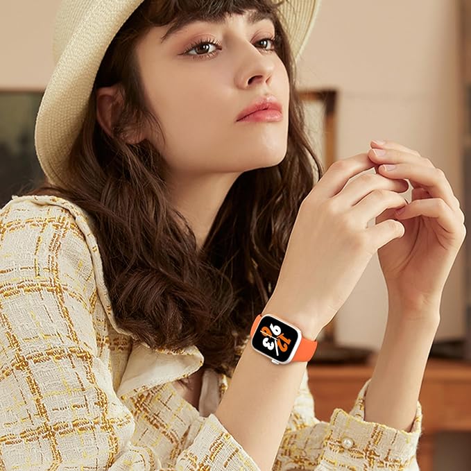 Sport Band Compatible with Apple Watch 38mm 40mm 41mm 42mm 44mm 45mm 46mm 49mm, Replacement Soft Silicone Strap Wristbands for iWatch Series 11/10/9/8/7/6/5/4/3/2/1 Ultra SE Women Men, Orange - Image 4