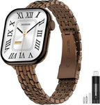 MioHHR Slim Metal Bands Compatible with Apple Watch Band 49mm 46mm 45mm 44mm 42mm (Series 3/2/1), Thin Stainless Steel Bands for Women iWatch Series 11 10 9 8 7 6 5 4 3 2 1 SE3/2/1 Ultra 3/2/1, Coffee by ProfessionalStainlessSteelWatchBandCase