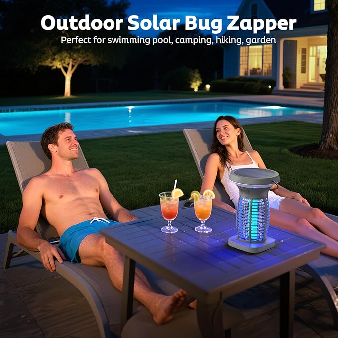 OnBeam Solar Bug Zapper Outdoor, Mosquito Zapper Outdoor Waterproof Electric Fly Zapper Rechargeable Mosquito Killer with Solar Panel, 4200V Fly Trap Indoor for Home Backyard, Patio, Garden, Camping - Image 8