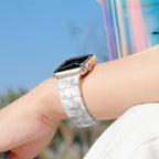 Light Apple Watch Band-Bamboo Design Resin iWatch Bands Starlight,Apple Watch Bands for Women Men,Compatible with Apple Watch Ultra 2 1 Series 10 Series 9 Series 8 Series 7 SE 6 5 4-Pearl White, 38mm/40mm/41mm/(42mm Series 10) - Image 3