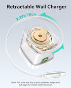 Retractable Wall Charger, 65W GaN PD/PPS Fast USB C Charger Block with Retractable Type-C Cable, Travel Fast Charging Adapter with Foldable Plug for iPhone 17/16 Series, MacBook Air, iPad Pro, Samsung - Image 2