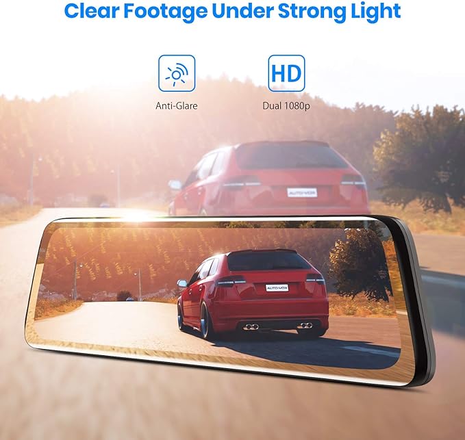 AUTO-VOX V5PRO 1080P 9.35'' OEM Rear View Mirror Camera, Full Laminated Ultrathin Touch Screen Mirror Dash Cam Front and Rear with No Glare, Super Night Vision Car Backup Camera Mirror - Image 2