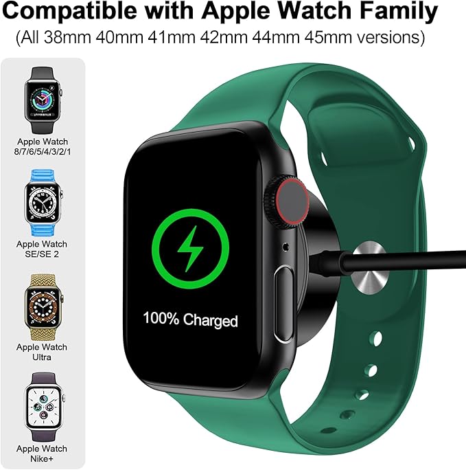   Magnetic Charging Cable for Apple Watch Charger,[USB C Port] Wireless Charging Cable Compatible with iWatch Series Ultra/10/9/8/7/6/SE/SE2/5/4/3/2[4.9FT/1.5M],Black - Image 2