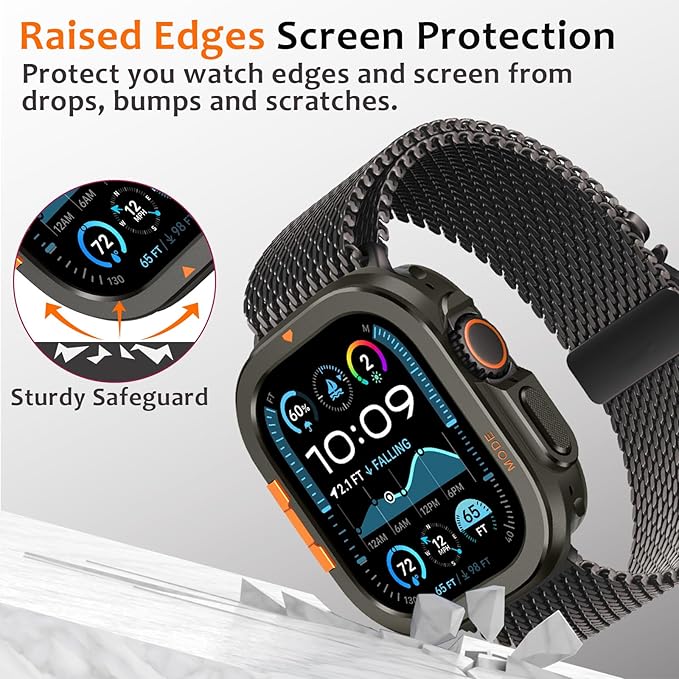 Amizee Metal Case Compatible with Apple Watch Ultra 3/2/1 49mm Case with Back Cover, Rugged Protective Bumper Cover for iWatch 49mm, Graphite - Image 4