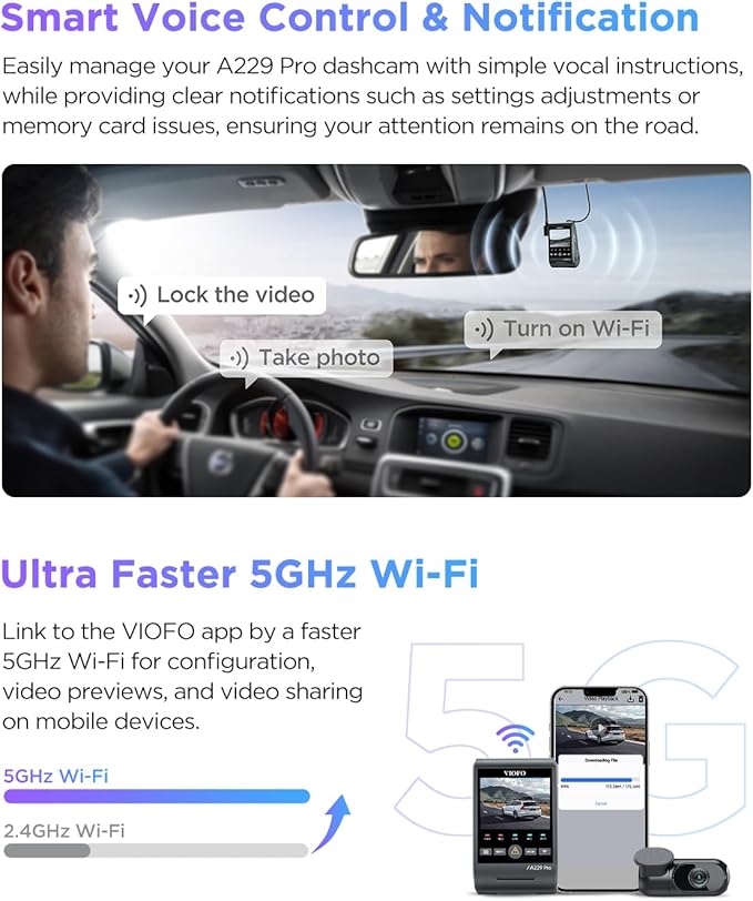 【Bundle: VIOFO A229 Pro 2CH + HK4 Hardwire Kit with 8pcs Fuse Tap】 VIOFO A229 Pro 4K HDR Dash Cam, Dual STARVIS 2 IMX678 IMX675, 4K+2K Front and Rear Car Camera, 2 Channel with HDR, 5GHz WiFi GPS - Image 5