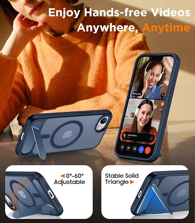 Temdan Magnetic Compatible with SE4 Case, [Built-in Invisible Kickstand][Military Grade Shockproof] Slim Translucent Matte Phone Case - Image 3
