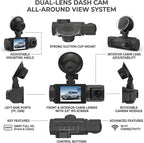 Three-Lens Driving Recorder, 3 Channel Dash Cam Front Inside Rear, 1080P Car Camera with App (Record+WiFi) - Image 3