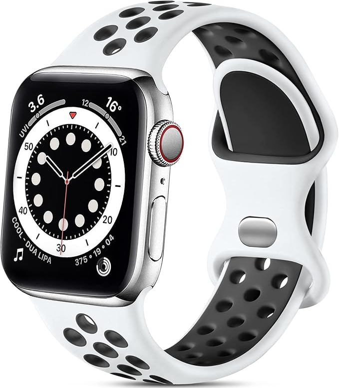 Lerobo Breathable Band Compatible with Apple Watch Band 45mm 49mm 44mm 46mm 42mm for Women Men,Soft Silicone Sport Replacement Strap for iWatch SE Ultra 3 2 Series 11 10 9 8 7 6 5 4 3 2 1,White/Black - Image 9