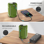 Camping Lantern 5000mAh Solar Hand Crank Telescopic LED Flashlight USB Charger for Power Outages ,Portable Rechargeable Battery Powered Operated Lanterns Lamp, Camping Gear Accessories (Green) - Image 3