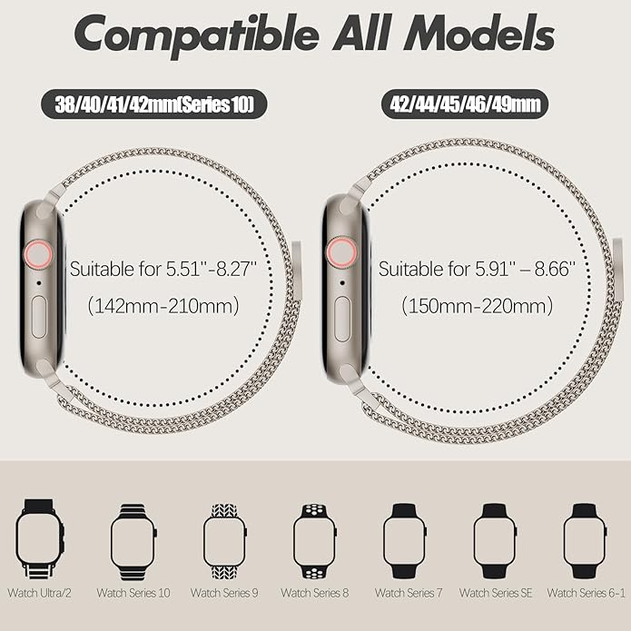 3 Pack Metal Mesh Loop Compatible with Apple Watch Band 38mm 40mm 41mm 42mm 44mm 45mm 46mm 49mm Women Men, Stainless Steel Magnetic Clasp Strap for iWatch Series 11 10 9 8 SE 7 6 5 4 3 2 1 Ultra - Image 3