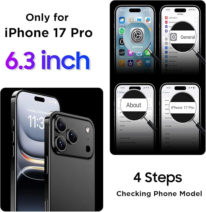 Temdan Compatible with iPhone 17 Pro Case,Waterproof Built-in Screen & Camera Protector IP68 Underwater Full Body 17FT Military Dropproof Shockproof Phone Case 6.3"-Blue/Clear - Image 8