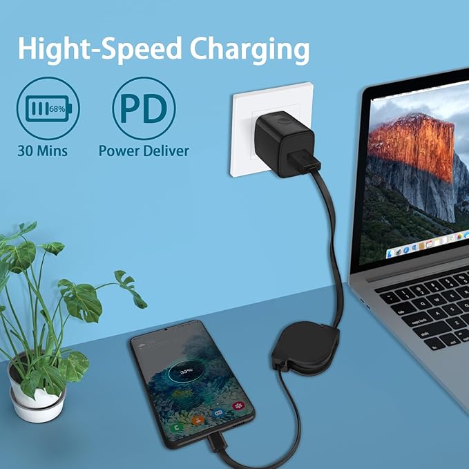 Retractable USB C Cable,3.3FT Fast USB Type C Charging Cable Android Phone Charger Car Cord for iPhone 17e 17 Air 17 Pro 17 Pro Max 16 Pro Max 15,Samsung Galaxy A17 A16 5G S26 Ultra,Pixel 10a 10 Pro - Image 2