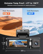 4K Dash Cam Front and Rear Inside with 64GB Card, 3 Channel Dash Camera for Cars, 1080P Triple Dash Cam Built-in GPS, 5GHz WiFi, Night Vision, Parking Mode - Image 8