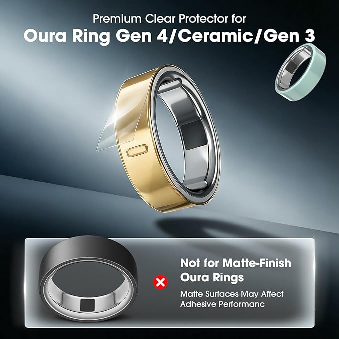 Ultra-Thin Clear Cover for Oura Ring Gen 4/4 Ceramic/Gen 3, Invisible Anti-Scratch Protective Film, Slim Smart Ring Protector Skin Accessories for Men Women (8Pack, Size 9/10/11) - Image 3