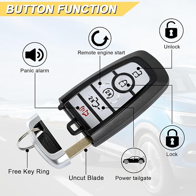 Vurkcy Key Fob Replacement for 2018-2022 Ford F-Series Truck- F150 F250 F350 F450 F550 Bronco Car Keyless Entry Remote Control, M3N-A2C93142600 M3N-A2C931426, 5 Btn - Image 3
