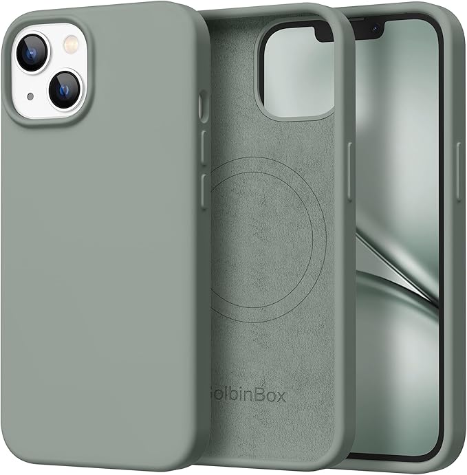GolbinBox Magnetic for iPhone 15 Case, Compatible with MagSafe, [Soft Anti-Scratch Microfiber Lining], Slim Liquid Silicone Shockproof Protective Phone Case for iPhone 15 6.1 inch, Calke Green by GolbinBox