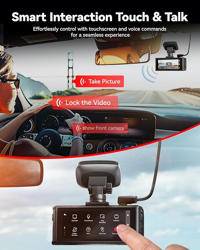 REDTIGER F7N Elite & 33FT WDR, W4K HDR Dash Cam Front and Rear, STARVIS 2 Sensor, 5.8GHz WiFi APP, 3.18" Touchscreen, Voice Control, 128G Card Included, WDR, Dash Camera for Cars with GPS - Image 4