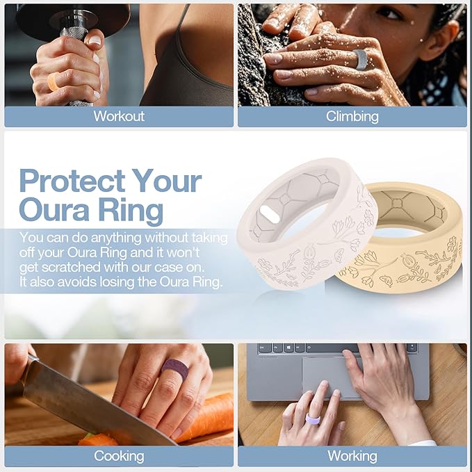 10 Pack Floral Engraved Cover for Oura Ring Gen 4/4 Ceramic/3 Horizon/Heritage, Support Charging with Cover on, Anti-Scratch Silicone Oura Ring Case Protector for Working Out, Gym & Daily Use - Image 7