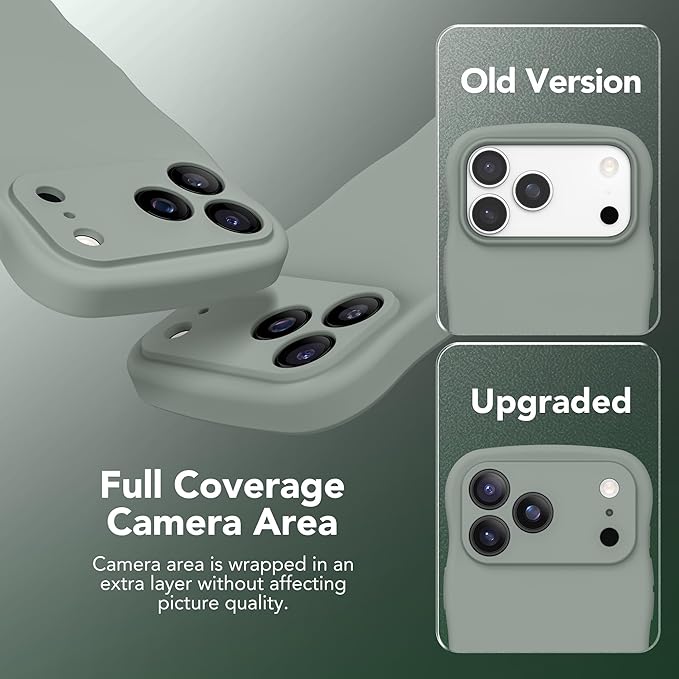 Magnetic for iPhone 17 Pro Case, [Full Camera Protection][Compatible with MagSafe] Cute Wave Frame Silicone Shockproof Protective Phone Case for iPhone 17 Pro 6.3", Calke Green - Image 7