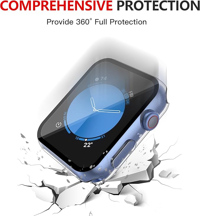 Misxi [2 Pack] Waterproof Case with Button for Apple Watch SE 3 (2025) SE 2 SE Series 6 Series 5 Series 4 40mm, PC Cover with Tempered Glass Screen Protector for iWatch, 1 Black + 1 Transparent - Image 5