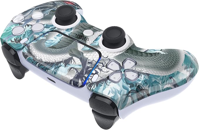 Custom Wireless Controller for PS5 - Hand Airbrushed & Multiple Designs Available (White Dragon) - Image 4