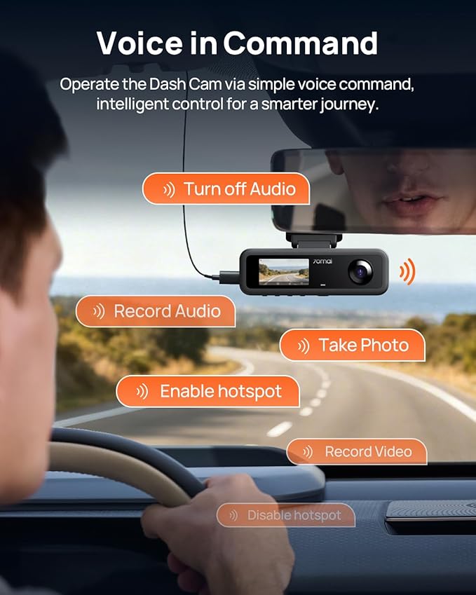 70mai 4K Dash Cam Front and Interior, 4K HDR Dash Camera with F1.55 Aperture, Wi-Fi 6, 24H Parking Surveillance, GPS, Loop Recording, 64GB Card Included, UHD Dashcam for Cars/Taxi/Uber/Lyft - Image 8
