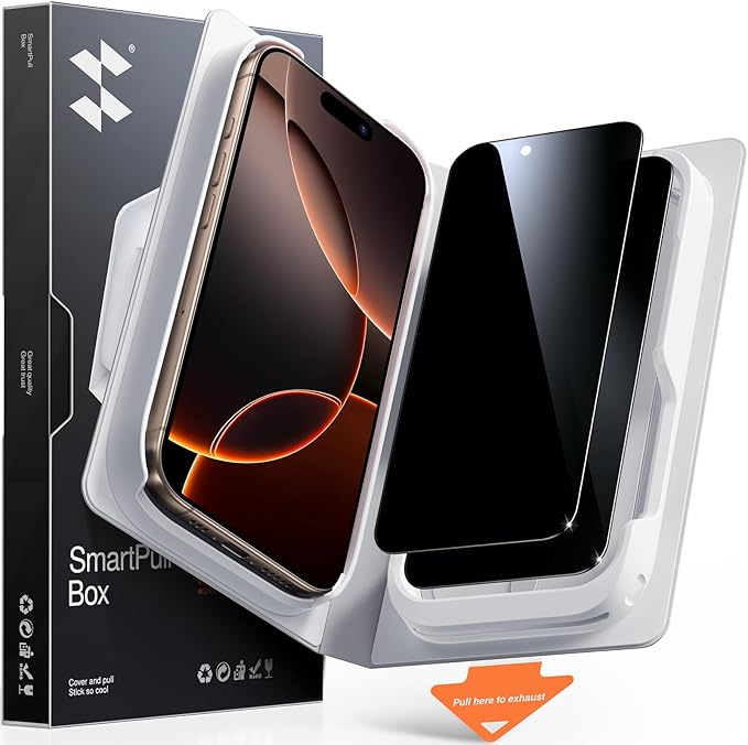 SMARTDEVIL 2 Pack Tempered Glass for iPhone 16 Pro Privacy Screen Protector, Military-Grade Shatterproof Protection, 9H Hardness, Anti-Spy Privacy Film, Fast & Easy Installation, Case Friendly Design by SmartDevil