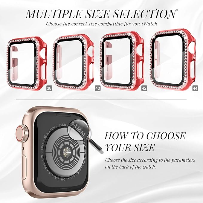 Recoppa Compatible for Apple Watch Case with Screen Protector for Apple Watch 42mm Series 3/2/1, Bling Crystal Diamond Rhinestone Ultra-Thin Bumper Full Cover Protective Case for Women Girls iWatch - Image 2