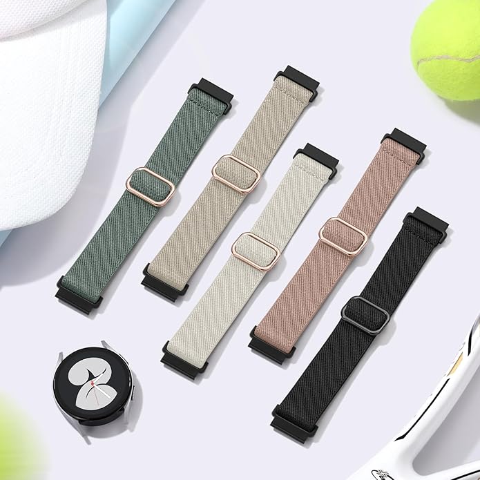 Lerobo 5 Pack Stretchy Bands Compatible with Samsung Galaxy Watch 7 6 5 4 FE Band 40mm 44mm 45mm/Watch 6 4 Classic 4 42mm 46mm 43mm 47mm/Active 2,20mm Soft Nylon Solo Loop Band Elastic Strap - Image 6