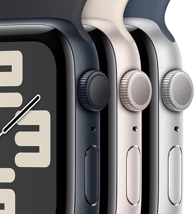 Apple Watch SE (2nd Gen) [GPS 44mm] - Silver Aluminum Case with Storm Blue Sport Band, M/L (Renewed) - Image 5
