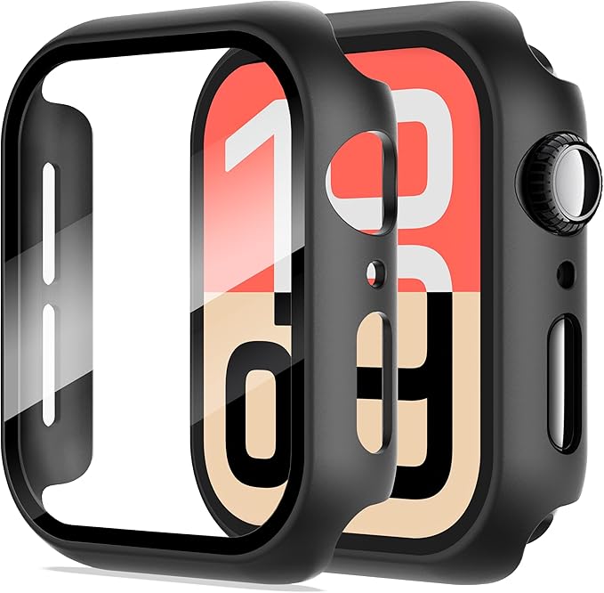 Diruite 2-Pack for Apple Watch Series 6/5/4/Series SE/SE 2/SE 3 40mm All-Around Screen Protector Case, Tempered Glass Screen Protector Case Ultra-Thin for iWatch 40mm Protection Cover - Black by Suoman