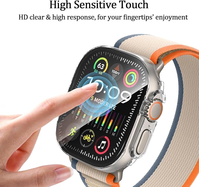 3-Pack Case with Tempered Glass Screen Protector for Apple Watch 49mm Ultra 3/2/1, Ultra-Thin Anti-Scratch Full Protective Bumper Cover for iWatch 49mm Accessories - Image 3