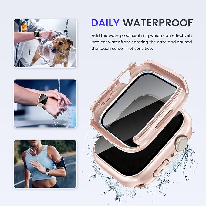 Goton Privacy Waterproof Case Compatible for Apple Watch Screen Protector 44mm Series 6/5/4, SE 3/2/1, Anti Spy Face Cover Back Bumper for iWatch Accessories - Image 5