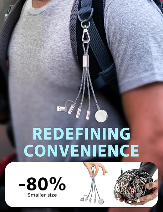 Travel Essentials,3 in 2 USB C Cable for Apple Watch Charger,iPhone Charger,Multi Charging Cable,Cruise Vacation Camping Essentials,Portable for iWatch Series 11-2/Ultra/SE & iPhone 17-12,Car,0.7FT - Image 6