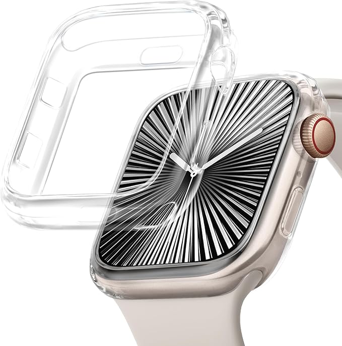 JR.DM 38mm Soft Flexible TPU Case Compatible for Apple Watch Series 3/2/1 Touchable Screen Lightweight Anti-Scratch All-Around Protector Thin Guard Shockproof Cover Shiny Bumper for iWatch, Clear by JRDM
