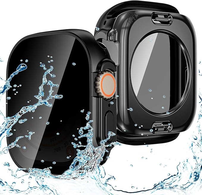 Goton Privacy Waterproof Case Compatible for Apple Watch Ultra 3/2/1 Screen Protector 49mm, Anti Spy Face Cover Back Bumper for iWatch Accessories by Goton