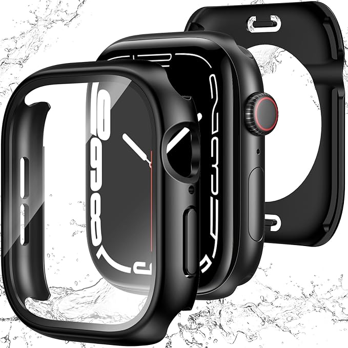 YIJDACASE [3 in 1] Waterproof Case for Apple Watch SE 3/SE 2/SE,Series 6/5/4 44mm,Built-in Tempered Glass Screen Protector,360 Full Coverage PC Bumper, Sensitive Touch Protective Cover,Matte Black by Unknown