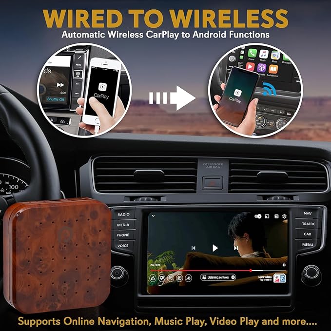 Pyle Wireless CarPlay & Android Auto Car Adapter – 4GB RAM 64GB ROM, Dual-Band WiFi, Octa-Core Processor, 4K HD, Screen Mirroring, USB3.0, Bluetooth, Supports Android Apps - Image 2