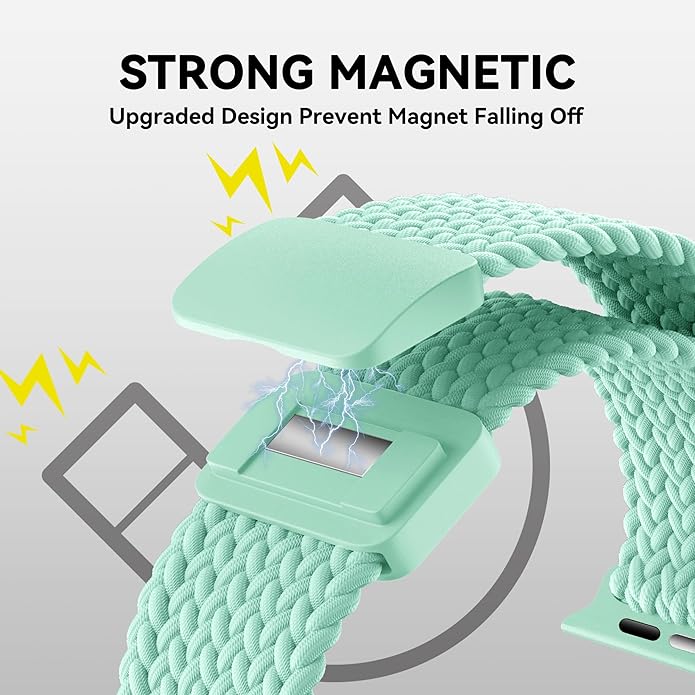 Braided Stretchy Band Compatible with Apple Watch Band 38mm 40mm 41mm 42mm 44mm 45mm 46mm 49mm Women Men, Adjustable Nylon Elastic Magnetic Clasp Strap for iWatch Series 10 9 8 7 6 5 4 3 2 1 SE Ultra - Image 2