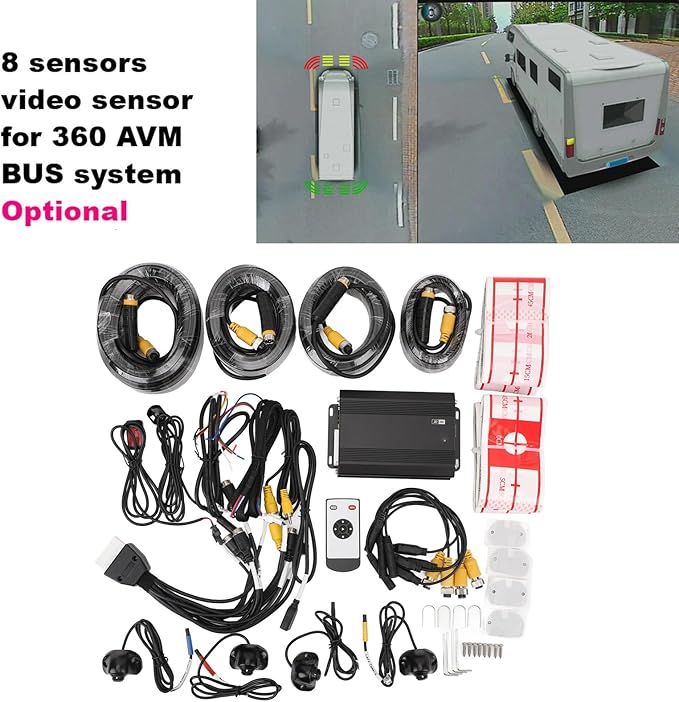 Akozon 360° Dash Cam 1080P Camera System 4 Channel Panoramic View Control Driving Recorder for Buses Large Vehicles (DV360-BSD) - Image 2