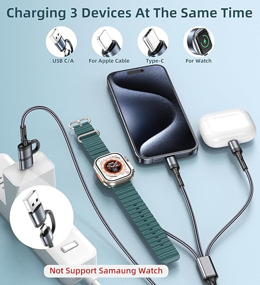 Upgraded Travel Essentials for 3 in 2 Multi Charging Cable for iPhone 17 Charger USB C Cord, Car RV Camping Essentials Compatible with iPhone 17/16/15-12 - Image 2