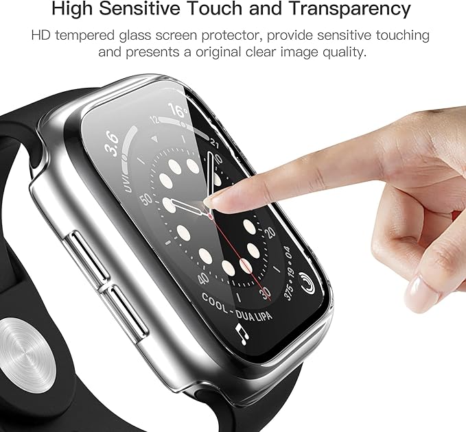 5 Pack Hard PC Case with Tempered Glass Screen Protector for Apple Watch 44mm SE(2023) (2nd Gen) Series 6 5 4 SE, Scratch Resistant Bumper Protective Cover for iWatch 44mm Accessories - Image 4