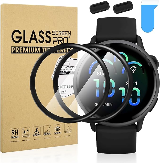 Suoman 2+2 Pack for Garmin VivoActive 6 Screen Protector, Charger Port+ [Anti Scratch] Full Coverage High Definition PMMA Soft Protective Film Smartwatch by Suoman