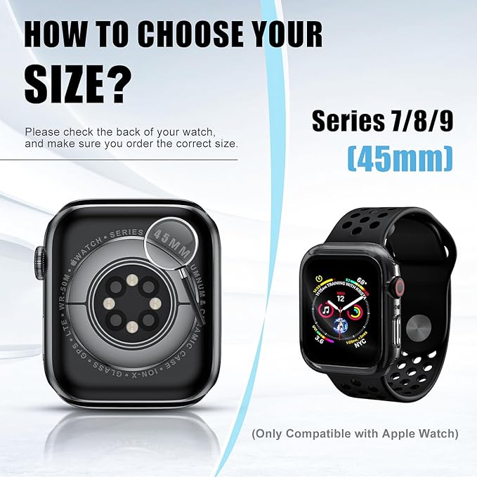 2 Pack Case for Apple Watch Screen Protector, Hard PC Case with Tempered Glass Protective Cover Guard Bumper, Slim Apple Watch Cover for iWatch Series 9 8 7 - Clear/Clear 45mm - Image 6