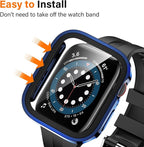 Amizee 2 Pack Compatible with Apple Watch Case 44mm Series 6/5/4/SE with Built-in Screen Protector, Hard PC Case Straight Edge Ultra Thin Anti-Scratch Protective Cover for iWatch 44mm (Blue/Clear) - Image 3