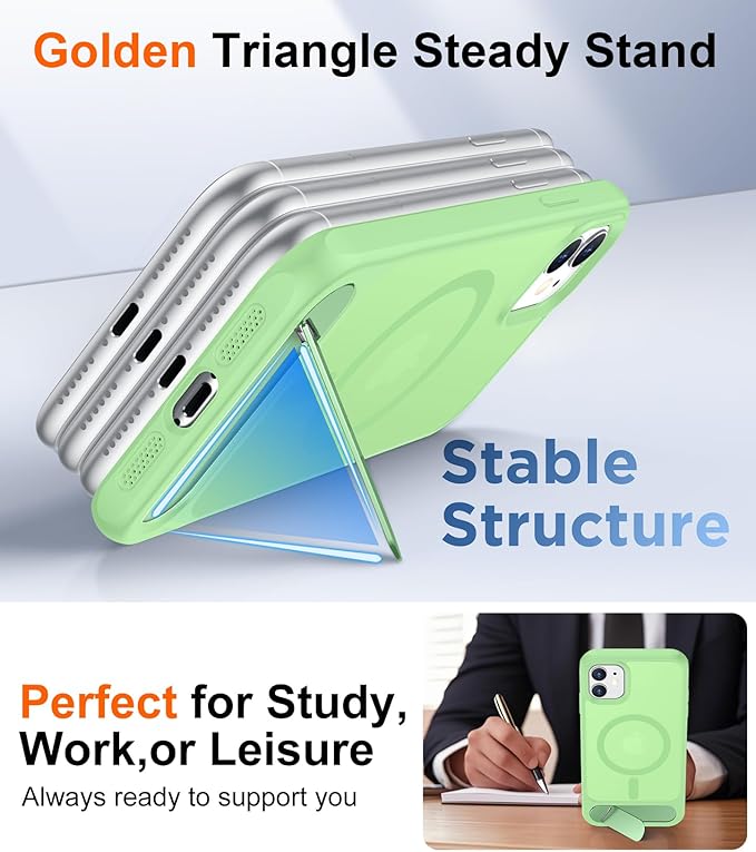Temdan Magnetic Compatible with iPhone 11 Phone Case, [Built-in Invisible Kickstand][Compatible with MagSafe] [Military Grade Shockproof] Slim Translucent Matte Phone Case for iPhone 11 6.1" - Image 3