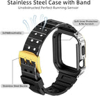 SUPLINK Stainless Steel Case and Band Compatible with Apple Watch Bands 45mm, Rugged Protective Bumper Metal Case Cover and TPU Band for iWatch Apple Watch Series 9 8 7 Men (Silver/Gold) - Image 4